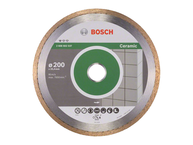 BOSCH Алмазный круг 200х25.4 мм по керамике сплошн. STANDARD FOR CERAMIC (сухая/мокрая резка) BOSCH 2608602537