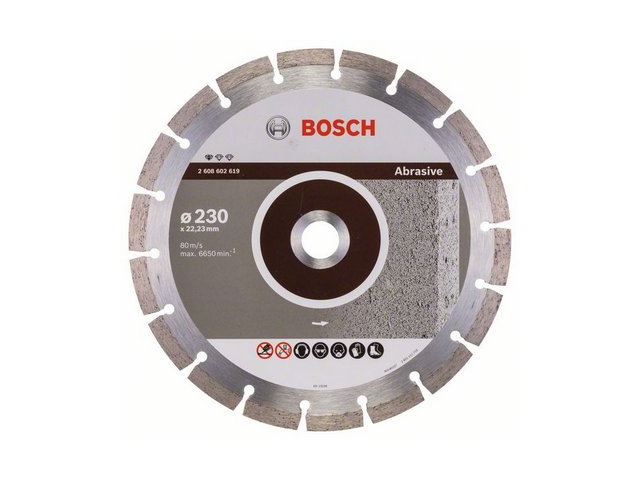 BOSCH Алмазный круг 230х22,23 мм по абразив. матер. сегмент. Standard for Abrasive (сухая резка) BOSCH 2608602619