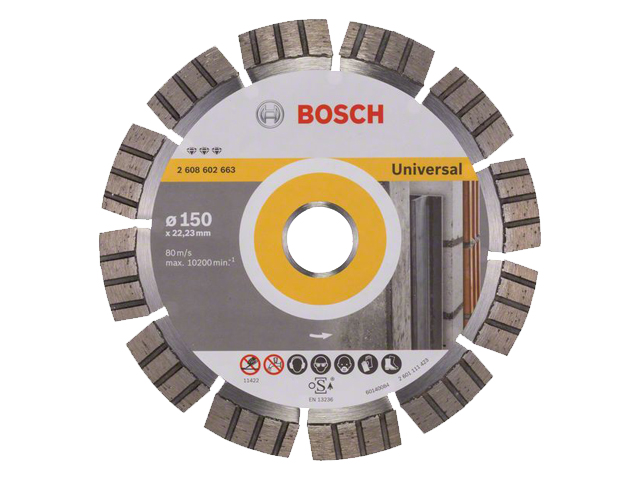 BOSCH Алмазный круг 150х22 мм универс. сегмент. Turbo BEST FOR UNIVERSAL  (сухая резка) BOSCH 2608602663