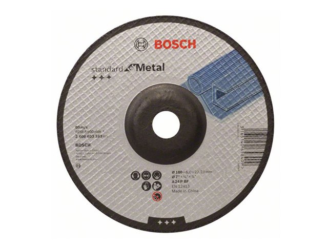 BOSCH Круг обдирочный 180х6x22.2 мм для металла Standart BOSCH 2608603183