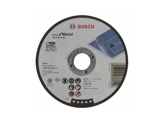 BOSCH Круг отрезной 125х1.5x22.2 мм для металла Best (прямой) BOSCH 2608603518