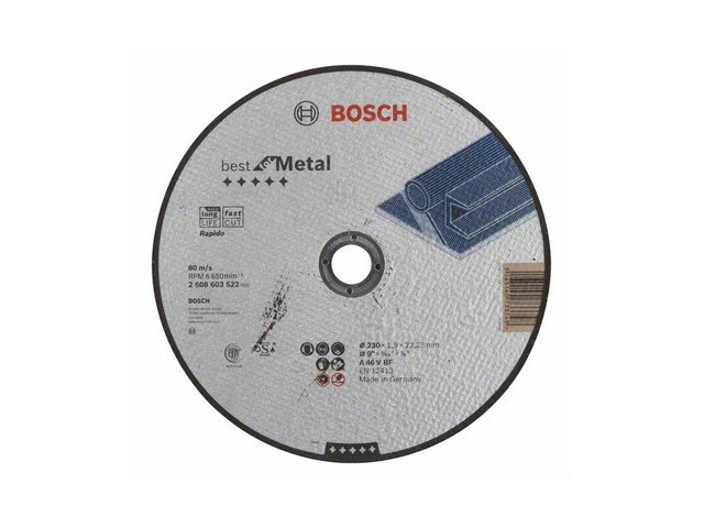 BOSCH Круг отрезной 230х1.9x22.2 мм для металла Best (прямой, Rapido) BOSCH 2608603522