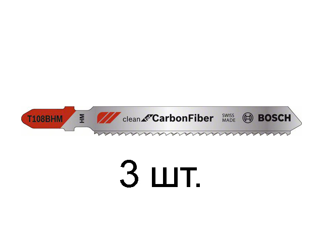 BOSCH Пилка для электролобзика CarbonFiber T 108 BHM 3 шт. BOSCH 2608667449